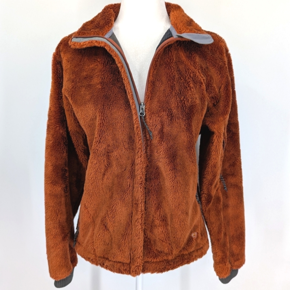 Mountain Hardwear Women's Burnt Orange Brown Zip-Up Teddy Utility Jacket Medium